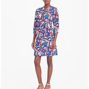 J.Crew Multicolor Butterfly Print Lace-Up Tunic Dress Size XL Style H4528